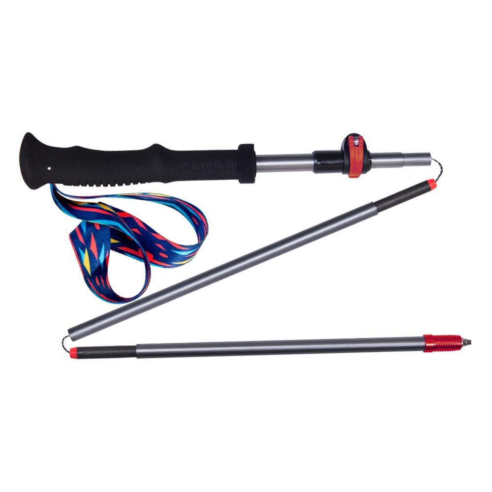 AONIJIE-Bastones plegables ligeros para caminar, bastones de Trekking de fibra de carbono, para senderismo al aire libre, 3 secciones: one piece Black Red