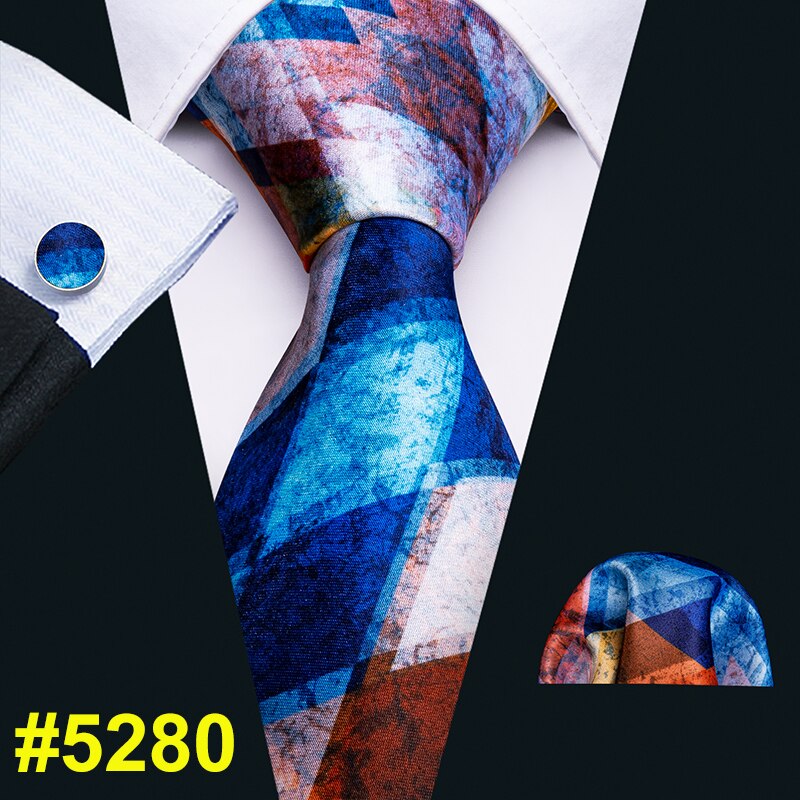 Corbata para hombre, pañuelo gravado, gemelos, juego de corbata para fiestas, corbata de negocios para hombres, cachemir, de , amarillo, bolsa para adultos, seda estampada: FA-5280