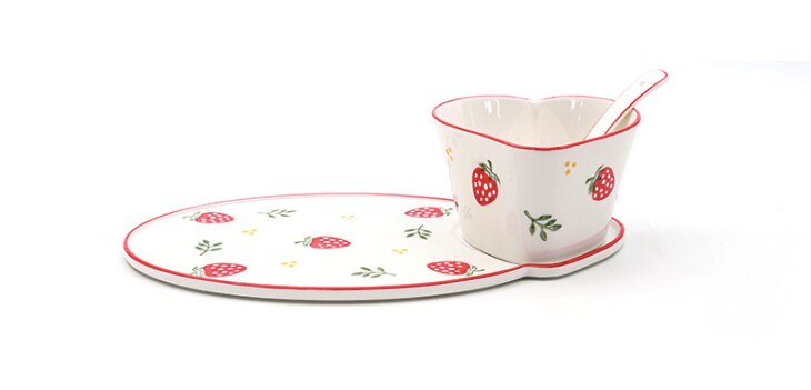 Breakfast Salad Plate Dinner Dish Set Fruit Pattern Steak Plates Coffee Cup Morning Home Hotel Ceramic Food Dish Tray Restaurant: 001