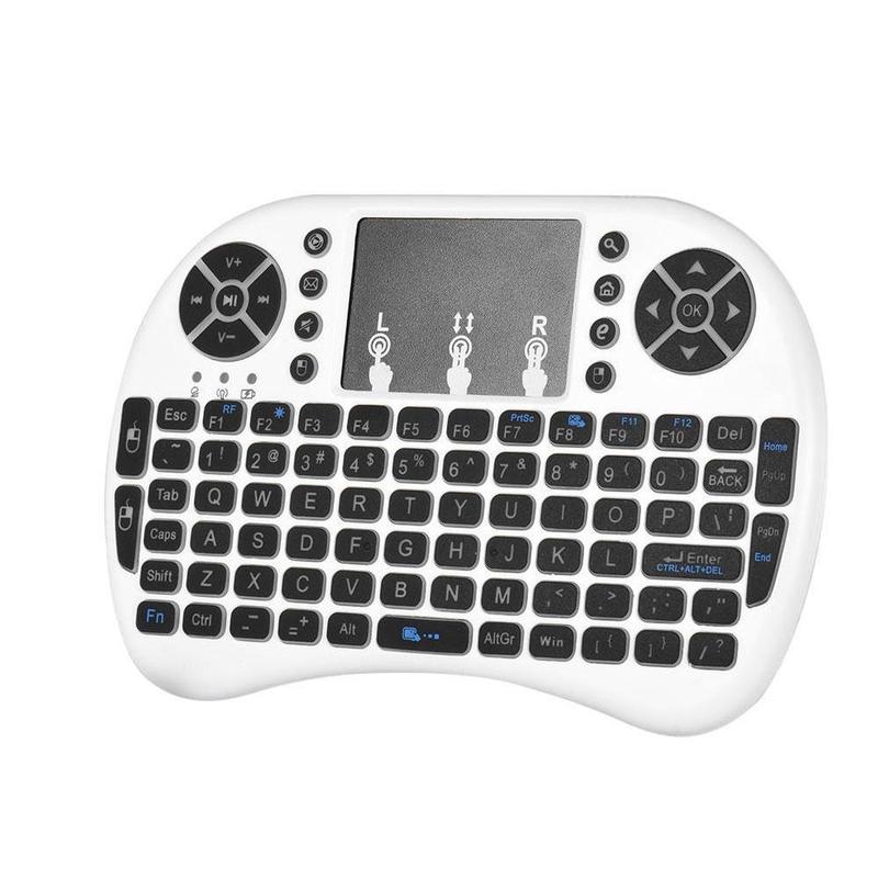 I8 Mini Backlit Draadloos Toetsenbord 2.4Ghz Wireless Touch Computer Toetsenbord Afstandsbediening Wit Zwart Toetsenbord: WHITE