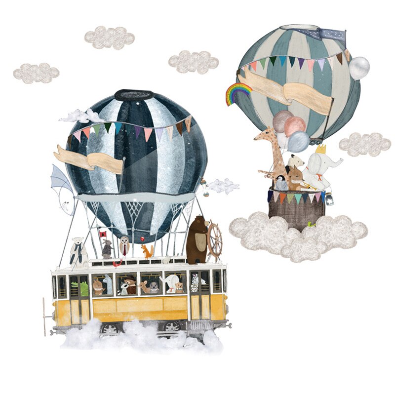 Kleuterschool Babykamer Muurstickers Milieuvriendelijke Diy Art Vinyl Muurschilderingen Cartoon Luchtballon Serie Muurstickers Kinderkamer