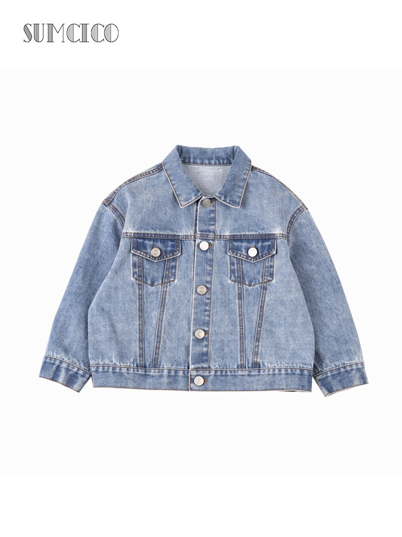 Sumcico 2020SS Neueste kinder Baumwolle Denim Weiche Trucker Jacke Kinder Klassische Denim Mantel Alter 2-15Y: 14-15T