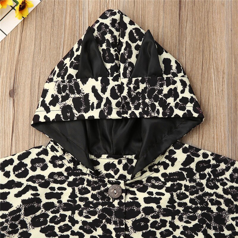 Kids Baby Boys Girls Clothes Long Sleeve Sleeve 3D Leopard Hooded Coat Jacket Warm Outwear Tops 6M-4Y