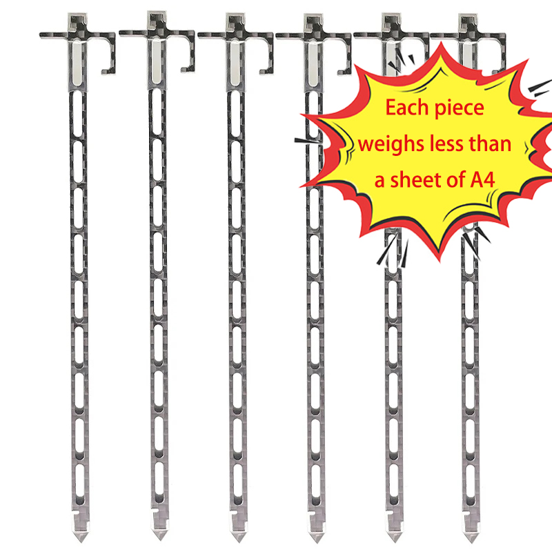 Ultralight Titanium Tent Stake, Lightweight Tent Pegs, Carbon Fiber, Composite Material, 5G, 5.9 ", UL, 6 Pcs