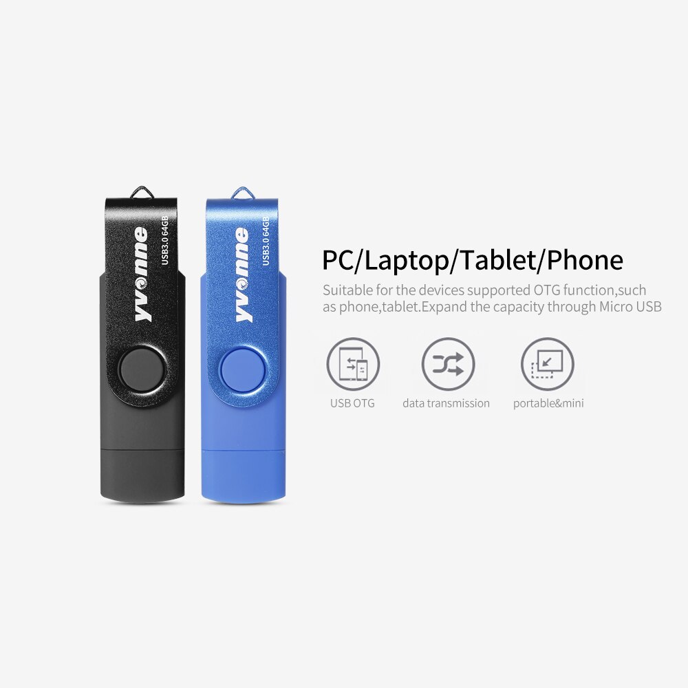 Yvonne usb-stick met dubbele poorten, usb 3.0 u- schijf, hogesnelheidsschijf, usb-flashgeheugenstick, pendrive, usb-stick 16gb 32gb 64gb