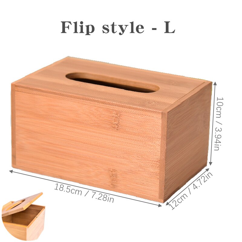 Bamboo Tissue Box Holder Storage Wood Paper Box Dining table Wooden Napkin Holder Tissue Case Canister Organizer Home Decoration: Flip L