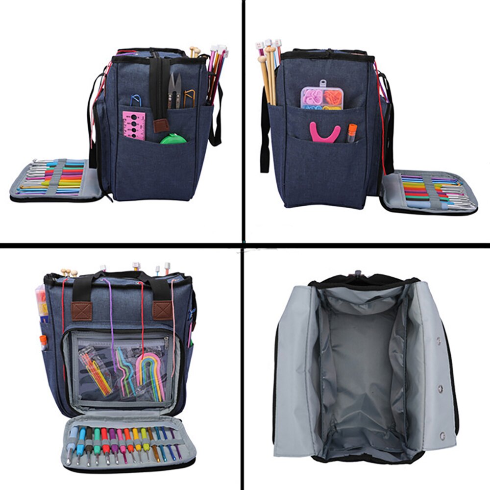 Knitting Bag Portable Yarn Tote Storage Bag For Wool Crochet Hooks Knitting Needles Sewing Supplies Set DIY Household Organizer