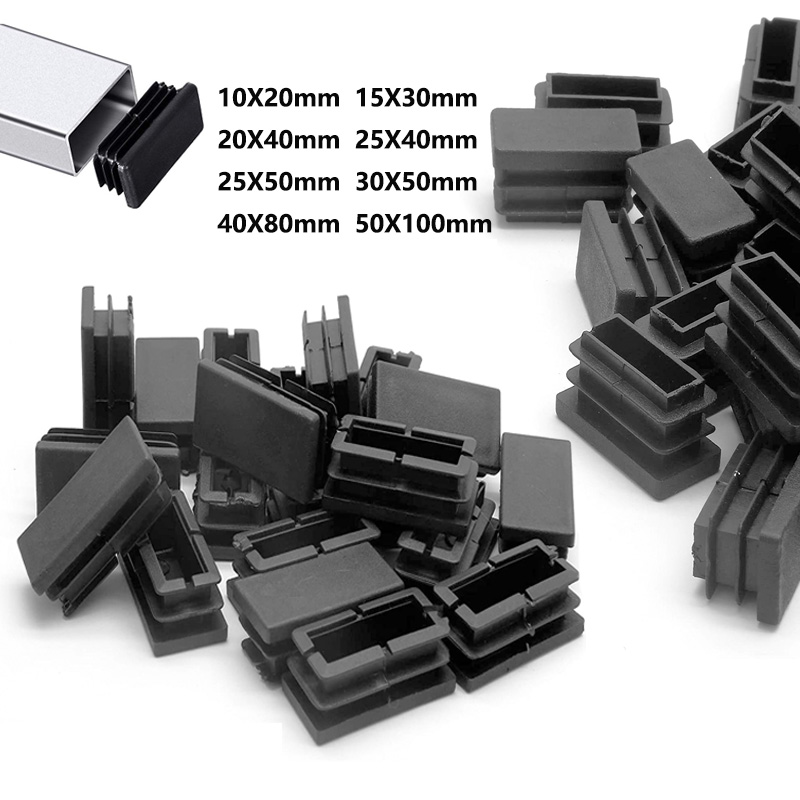 PE Plastic Rectangular Pipe Plug Waterproof Cap Chair Feet Stainlesss Steel Sealing Plug Foot Cover Plastic End Cap