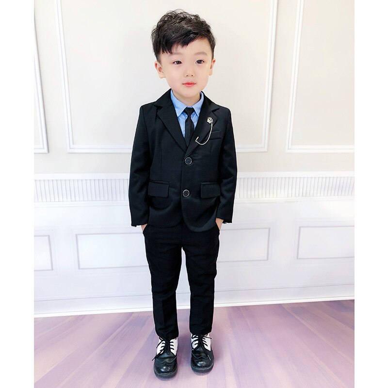 ! Traje de para niños de buena de color negro, traje de graduación para niños de 2 a 10 años, trajes de boda delgados y suave
