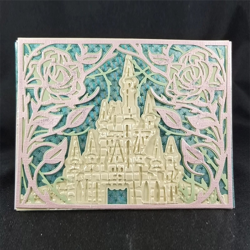 Flerlags bakgrunn skjæring dør blomster tulipan påfugl kirke fiske scener døcut for gjør-det-selv scrapbooking papirkort