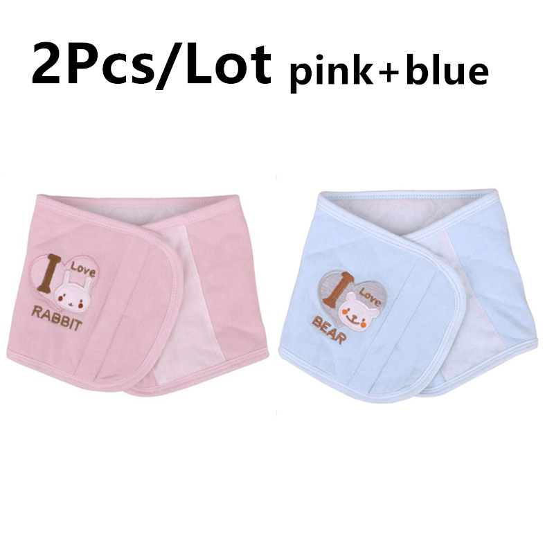 2 Pz/lotto Nuovo Tenere In Caldo Regolabile Molle Del Bambino Bavaglino Cinghia Del Tasto di Pancia Protezione Fasce Morbido Guardia Ombelico Circonferenza Cinghia Del Bambino bande di pancia: blue pink