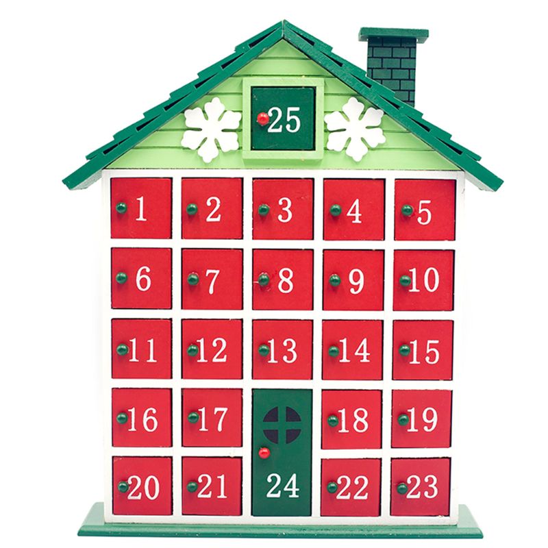 Kerst Houten Huis Countdown Advent Kalender Kerst Opbergdoos