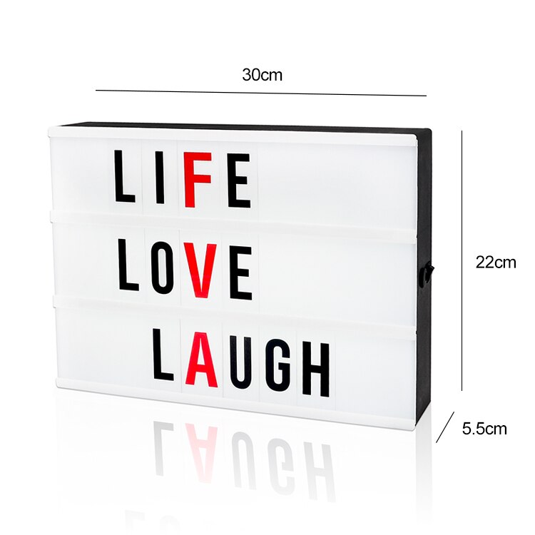 A4 Size LED Combinatie Cinema Lichtbak Nachtlampje DIY ZWARTE Letters Kaarten USB-POORT Aangedreven