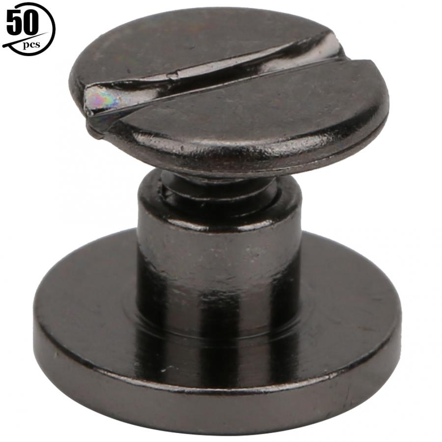 50 Sets 6.5mm Brass Stud Screw Flat Head Studs Screws Nail Rivets DIY Stud Screw Nail Rivets Leather Craft Fastener Screwback: NICKEL