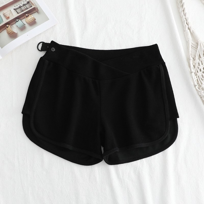 Pantalones cortos de de maternidad para verano, pantalones de maternidad con abertura lateral, pantalones de embarazo de pierna ancha, pantalones de chándal exteriores y domésticos, ropa de mujer embarazada de talla grande XL: Black / M