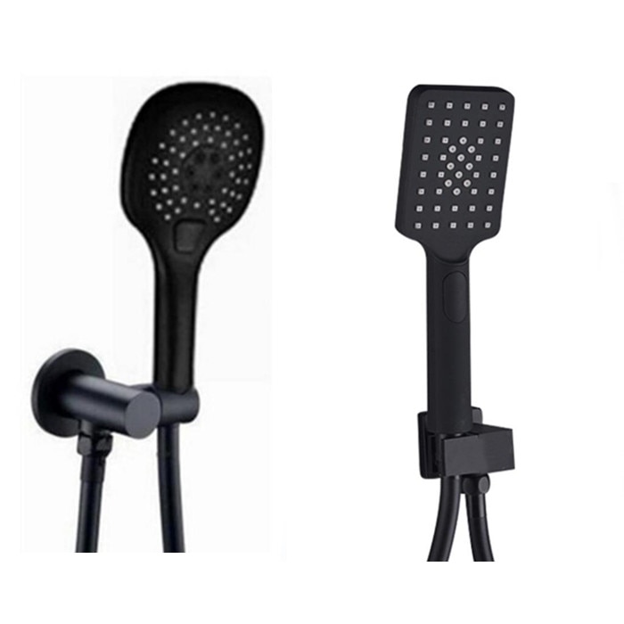 Black Brass Bath Hand Held Shower Head Adjust Brass Shower Holder Water Saving Copper Handheld Sprayer THKO