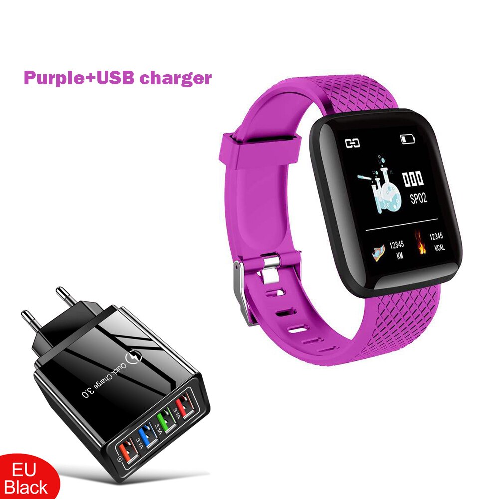 2020 New Smart Watch uomo Fitness bracciale orologi da donna monitoraggio della frequenza cardiaca orologio da polso elettronico Smartwatch magico per bambini: EU charger purple