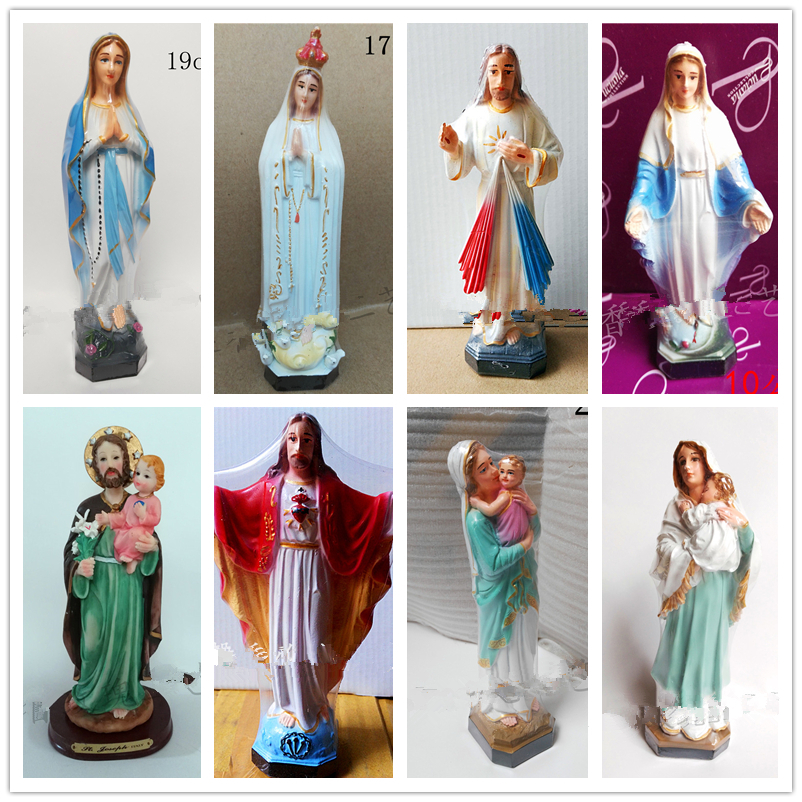 Religiös statyett helig familj staty jesus heliga hjärta staty välsignade jungfru maria staty