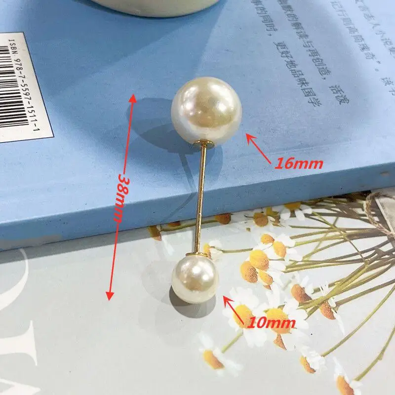 Women Tightening Waistband Pin Double Pearl Brooches Metal Lapel Pin Brooch Pins Sweater Shirt Cardigan Brooch: Emerald Green / Antique Copper Plated
