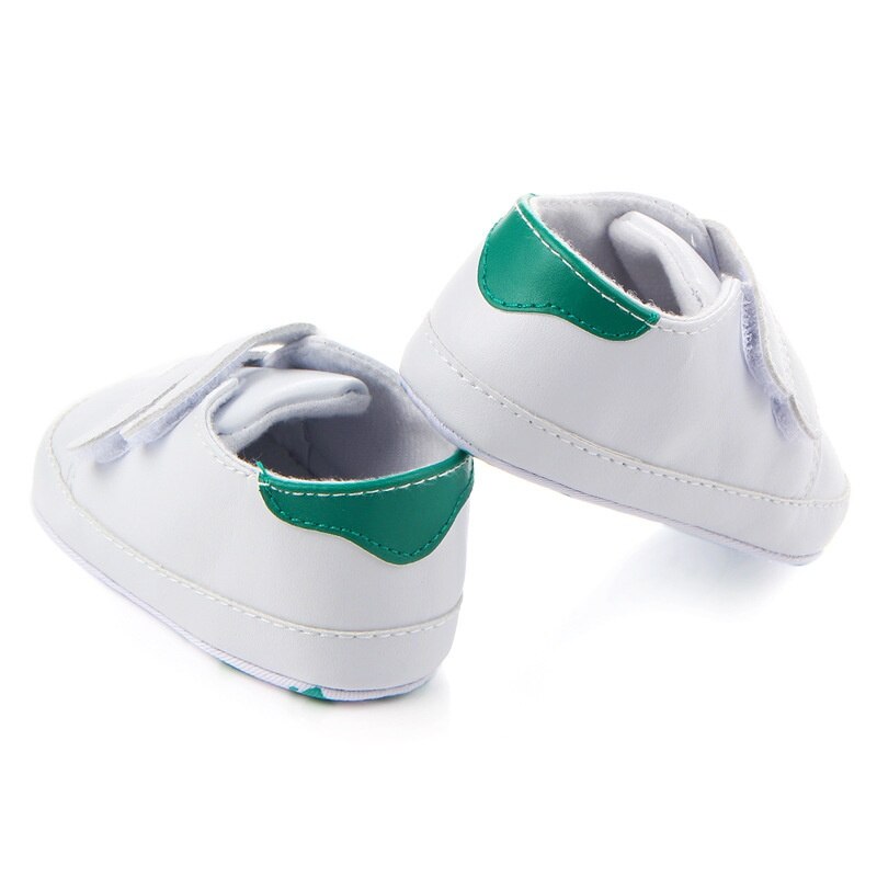 Børn bløde såler sportssko pu læder hvide baby sko klassiske afslappede nyfødte dreng pige første vandrere: Grøn / 3