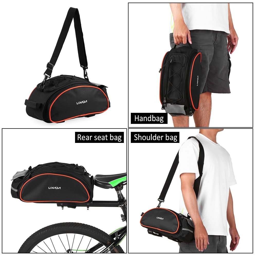 Lixada Fiets Rear Seat Bag 13L Waterdicht Cycling Bike Rack Seat Bag Reartrunk Fietstas Achterbank Tas Handtas Schoudertassen