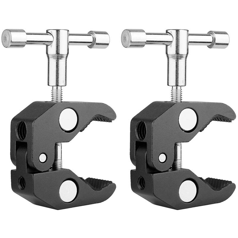 2Pack Super Krabbe Klemme Klemme Fotografie mit/1/4 und 3/8 zoll Gewinde Stange Klemme Zange Clip für DSLR Anlage Kameras, 15mm Stangen, L: Ursprünglich Titel