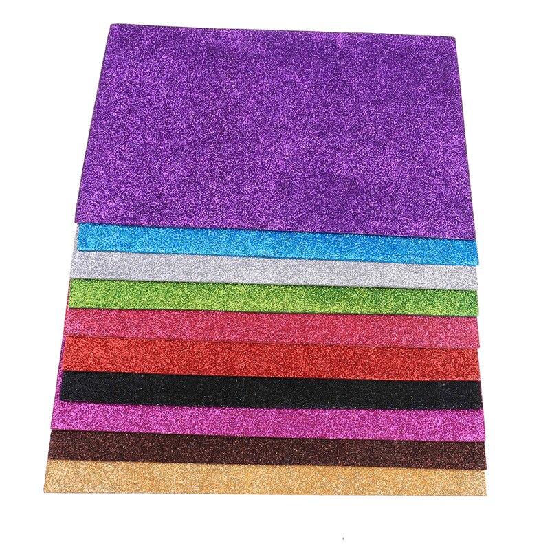 10Pcs aleatórias Diy Cartão A4 Folhas Glitter Única Face Ofício Brilho Papel Fixo Atacado