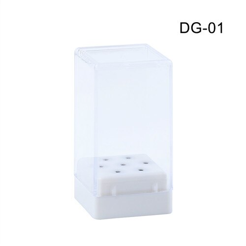 Nail Drill Bit Display Container Acrylic Holder Case Nail Art Drill Bit Empty Home Jewelry Storage Box Manicure Accessory: White 7 Holes