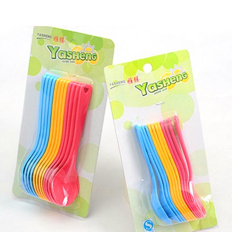 12 Stuks 11.5*3Cm Baby Peuter Voeden Lepel Veilig Plastic Baby Training Eten Lepel Set Voedsel