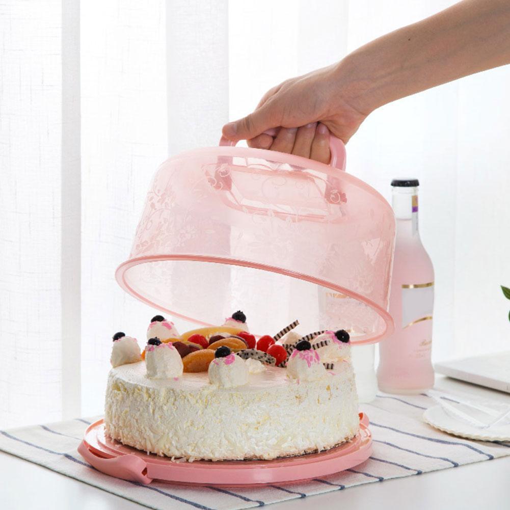 Portable Cake Storage Box Round Birthday Wedding Kitchen Dessert Cake Box Holder Baking Storage Cupcake Fruit Container R4Z8