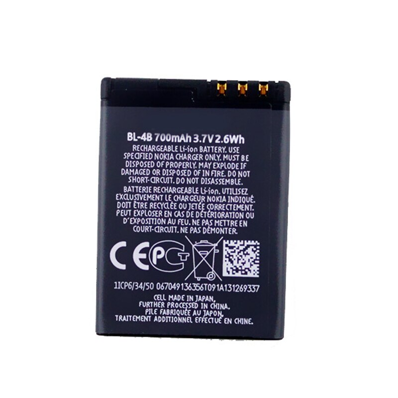 BL-4B-batería recargable BL4B para teléfono móvil, recambio de 3,7 mah para Nokia 720, 2505, 3606, 3608, 2670, 2660, 2630, 6111, 7070