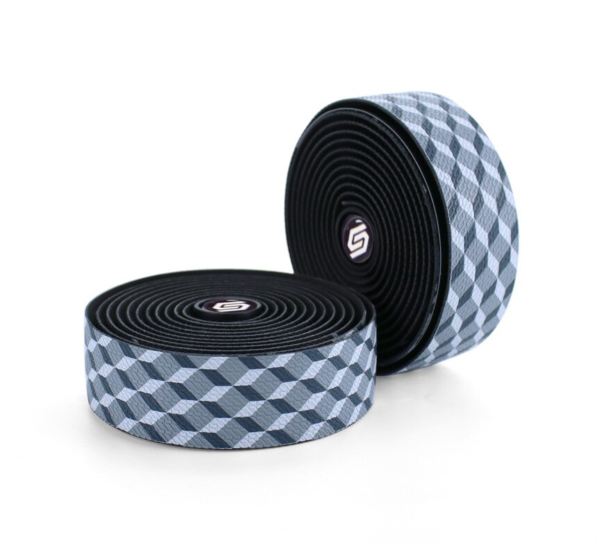 Bicycle Handlebar Strap 3D Solid Square Pattern Road Bike Straps Sweat-absorbent Non-slip Handlebar Winding Strap: Gray