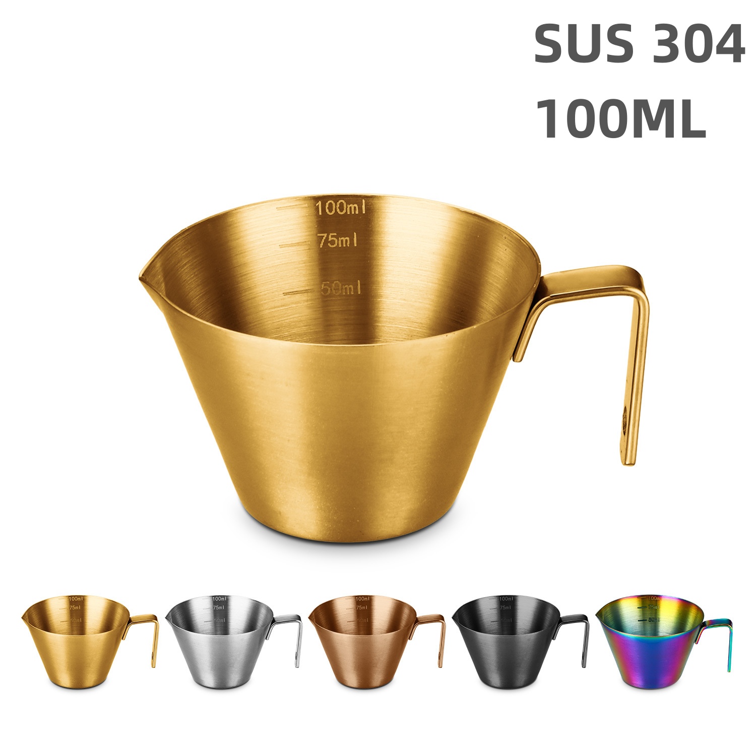 Copo de extração de café em aço inoxidável 304, com escala, colher pequena de leite, copo medidor de café expresso, ferramentas de cozinha