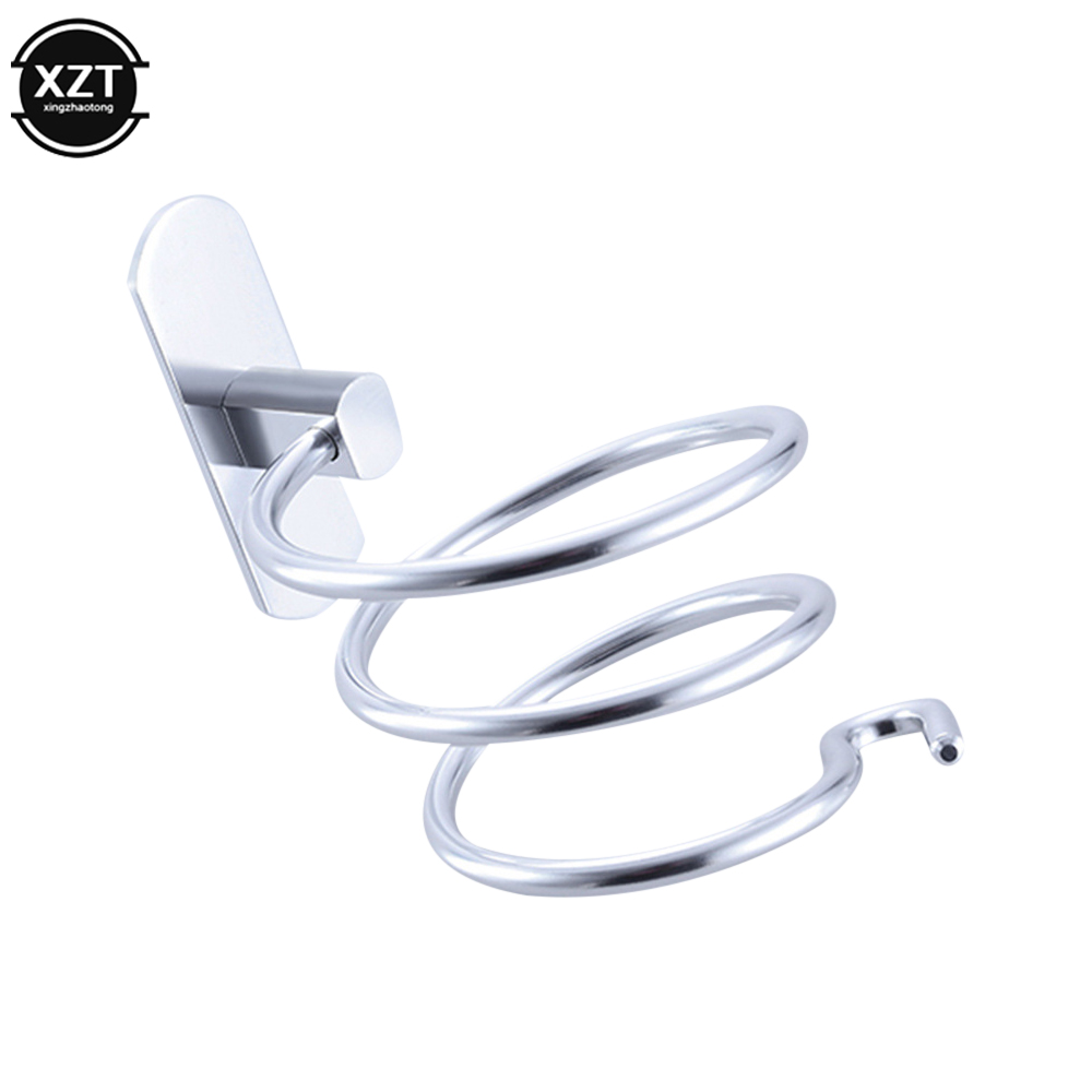 Haartrockner Halter Wand Organizer Spirale Ständer Halter Rack Aluminium Badezimmer Regal Lagerung Bad Zubehör Wand Regale: Silber