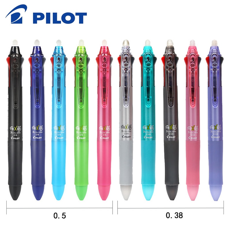 Japon pilote Frixion stylo 3 en 1 effaçable Gel stylo 3 couleurs 0.5mm LKFB-60EF 0.38mm LKFB-60UF couleurs Pastel
