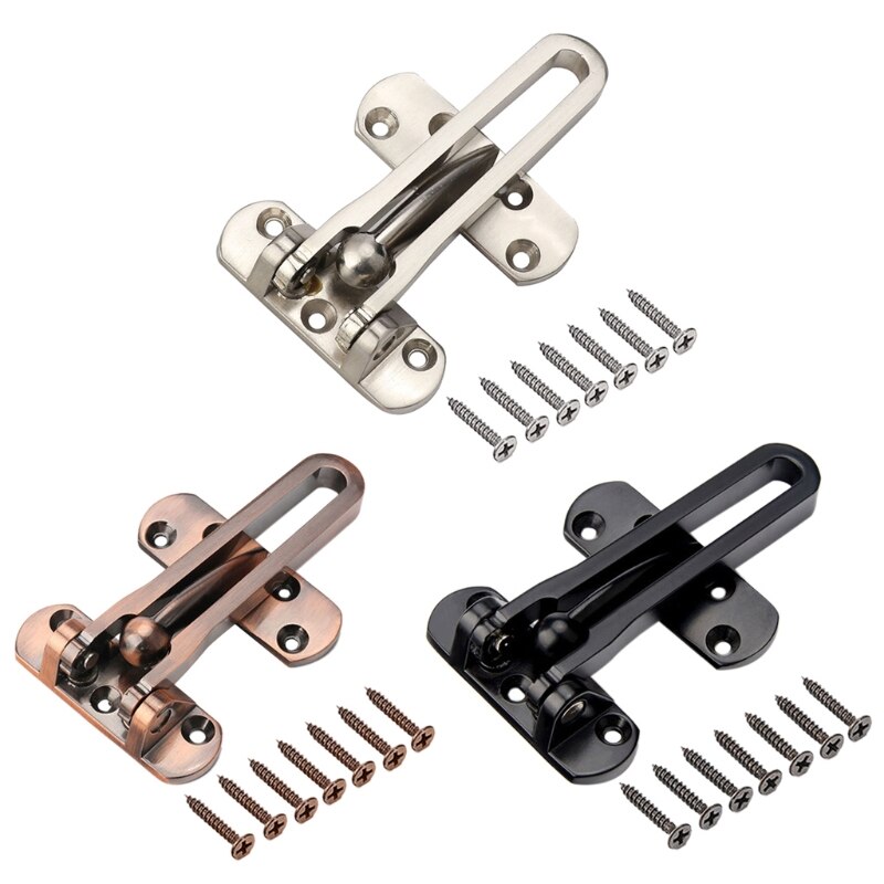 Security Door Lock Swing Bar Lock Zinc Alloy Anti-theft Door Guard Latch for Home Security Front Door Swing-in Doors