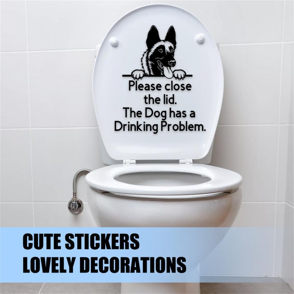 Toilet Seat Decal No Residue Self-adhesive Paper Toilet Seat Decorative Dogs Sticker for Home