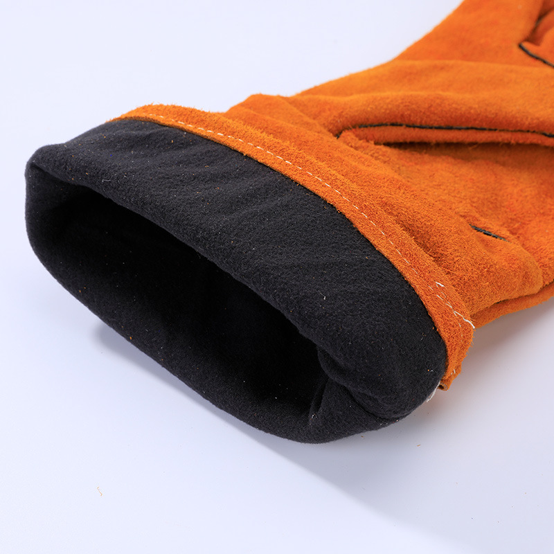 Schweißhandschuhe Leder Arbeit Hitzebeständigkeit Schweißhandschuhe Lange Holzscheitbrenner Sicherheitshandschuhe für Mig Tig Stock Schmiede BBQ Grill