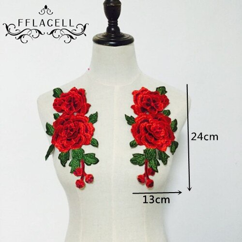 Fflacell 2 Stks/paar Borduren Rose Bloem Patches Voor Kleding Jurk Hoed Tas Jeans Applique Ambachten Kleding Accessoires: A1