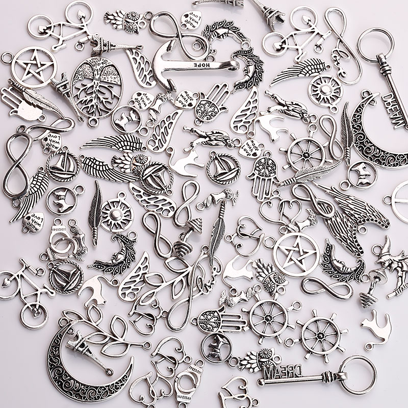 Metall Mixed Charms für Schmuck, Die DIY Handgemachten Handwerk Vintage Anhänger Charms 100 pcs/lot C5089