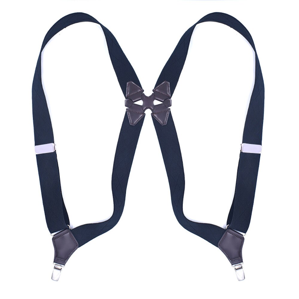 Seler til mænd sideclip style 3.5cm brede kraftige store høje justerbare elastiske hofteclips bukseseler far: Sort