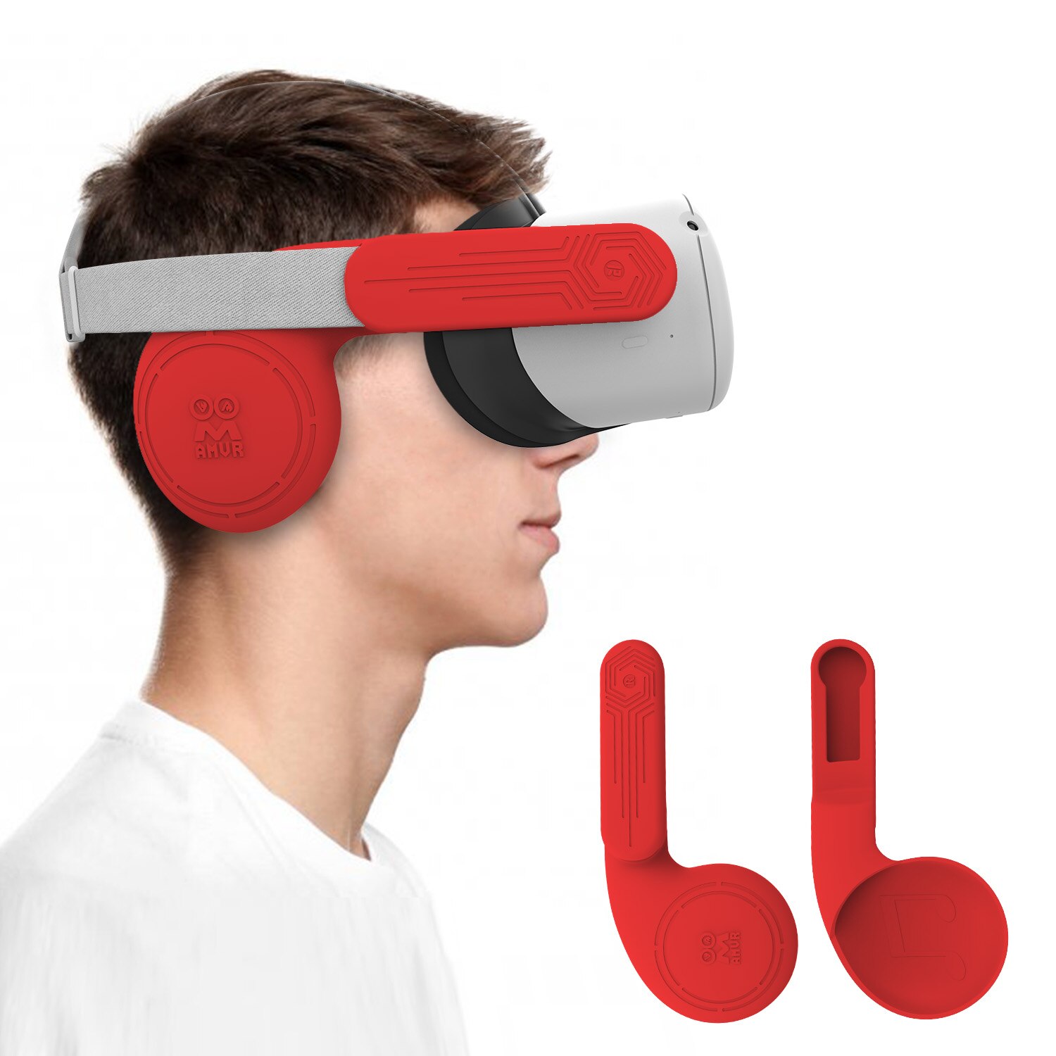 Cuffie in Silicone per cuffie Oculus Quest 2 VR per un suono potenziato delle cuffie, accessori Quest 2 copri estensione cuffie: red