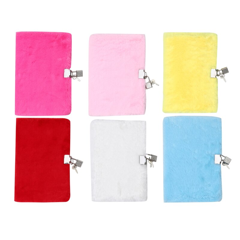 Notepad With Lock Beauriful Student Plush Notebook Cute School Office Soft Diary Girl School 6 Color