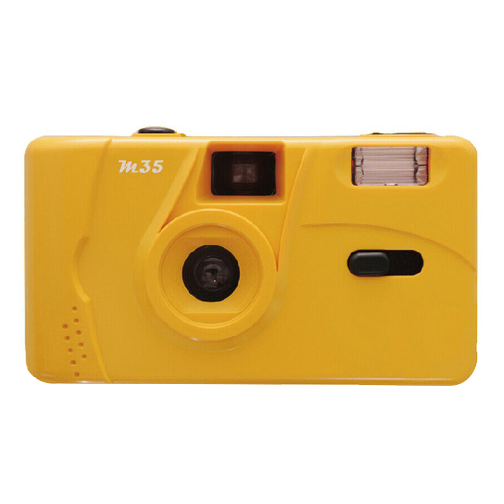 Vintage M35 35mm Manual Film Camera with Flash Function Reusable Non-Disposable Retro Film Machine Reusable Film Camera: Yellow