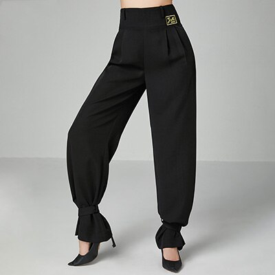Pantalones de baile latino, novedad de , Ropa de baile cuadrada para salón de baile, ropa de entrenamiento de danza, pantalones largos de con pies de rayo para mujer: 3XL