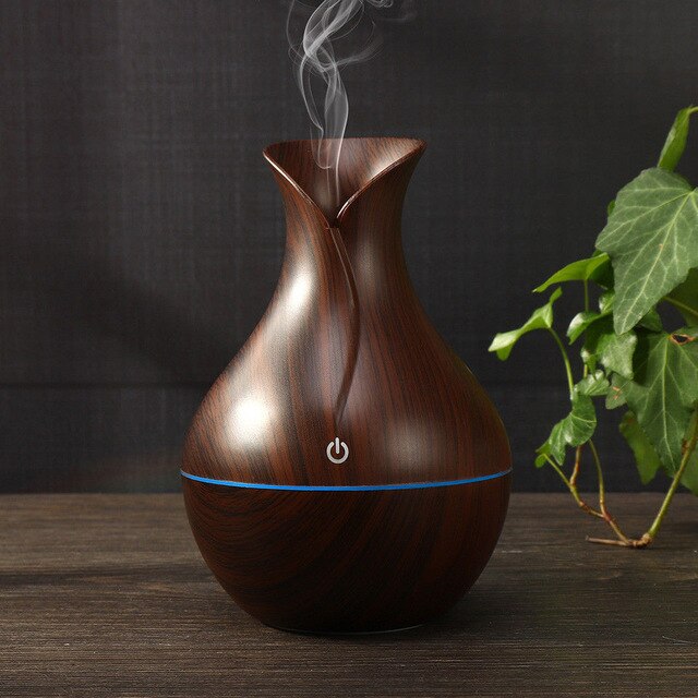 Uiterlijk usb led ultrasone aroma luchtbevochtiger essentiële olie diffuser abs pp prachtige aromatherapie luchtreiniger: Donker