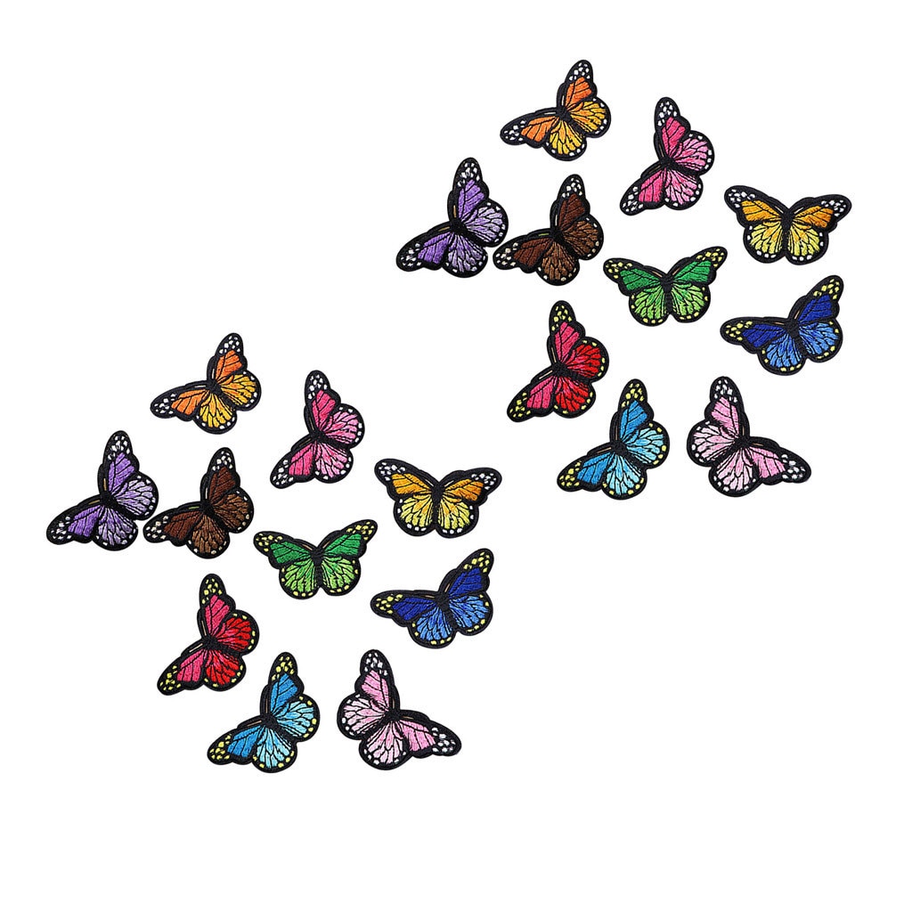 20 Pieces Butterfly Iron on Patches Embroidery Applique Patches for Arts Crafts Clothes Ironing Clothing Sewing Supplies Decor30