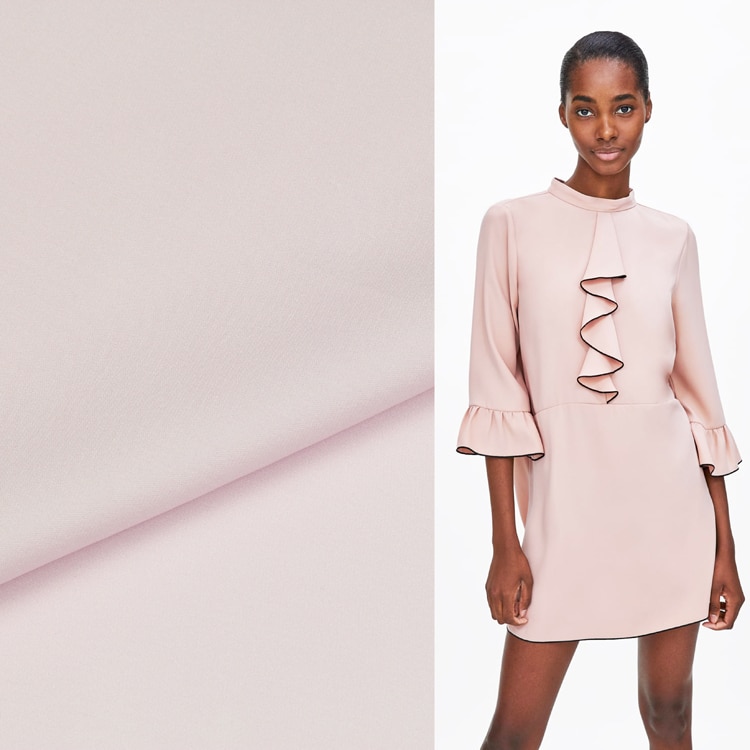 Tela de seda georgette crepé georgette, color rosa claro, resistente a arrugas, 140cm de ancho, SCG463