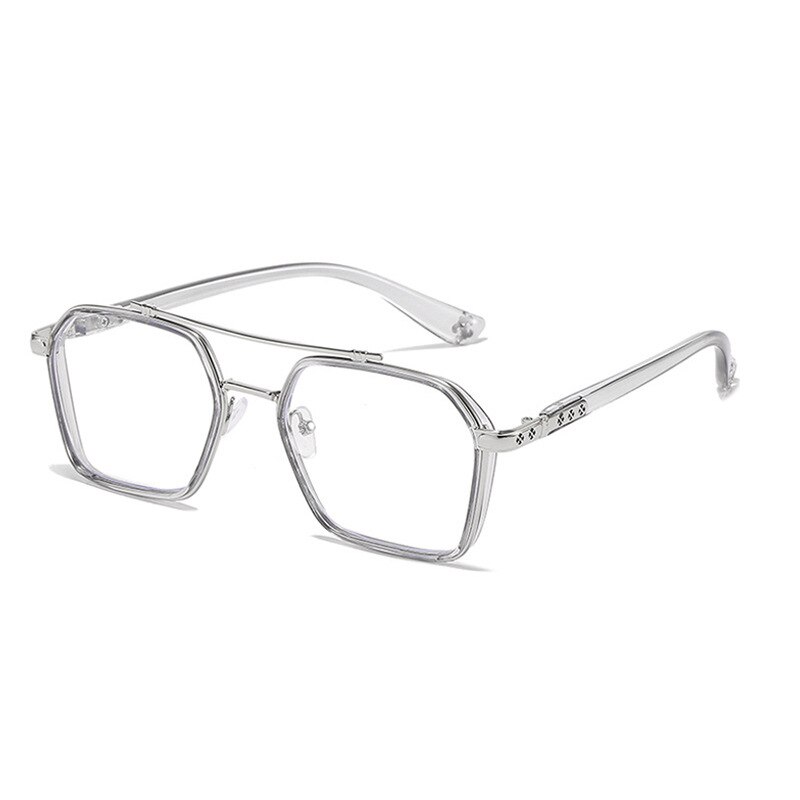 Gafas cuadradas de doble puente para mujer y hombre, lentes de luz azul, Vintage, transparentes, para conducir y pescar, con montura de gran tamaño, nuevas: Negro