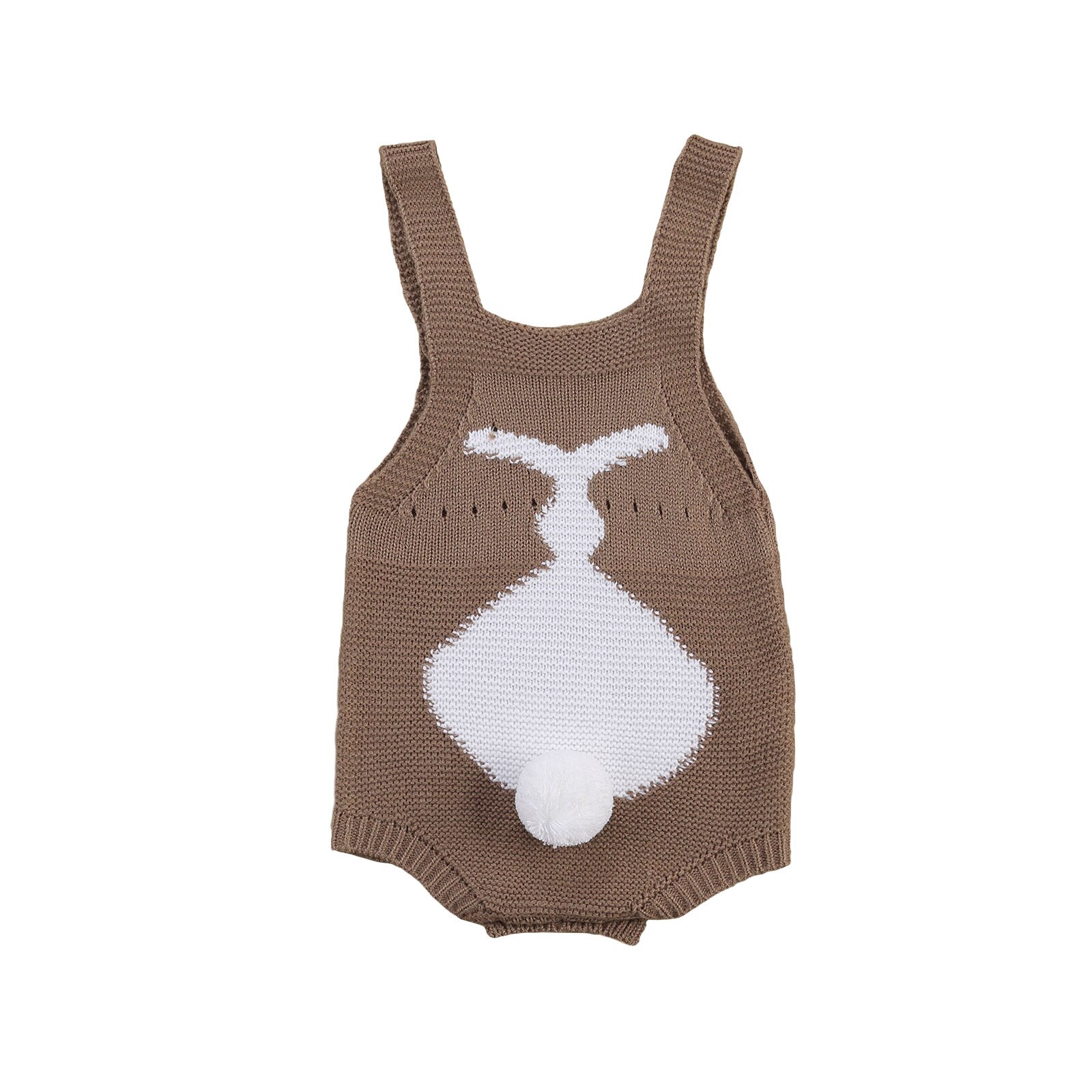 FOCUSNORM Autumn Winter Baby Girls Boys Knit Bodysuits Cartoon Print Sleeveless Button Sweater Jumpsuits 2 Colors: Khaki / 3M